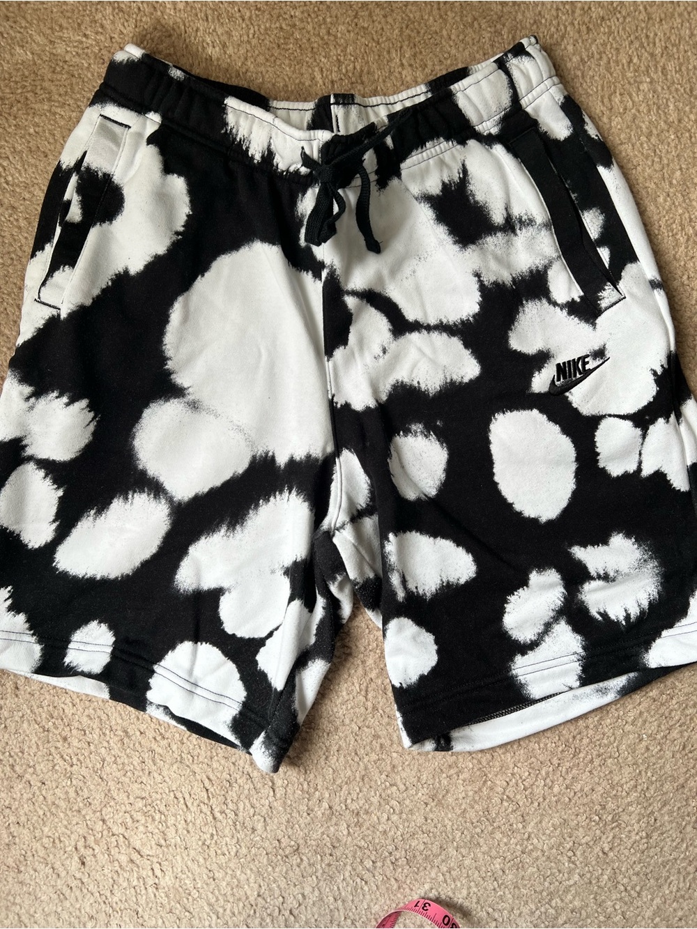 Nike Black & White Tie-Dye Fleece Shorts